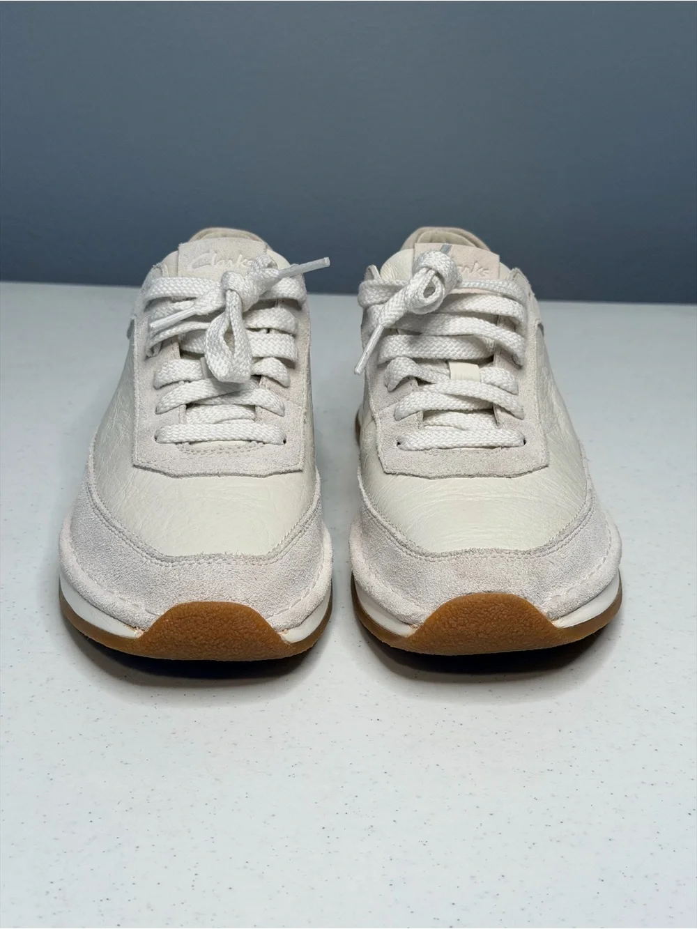 Clarks Women's Cream and Tan Sneakers - Picture 1 of 10